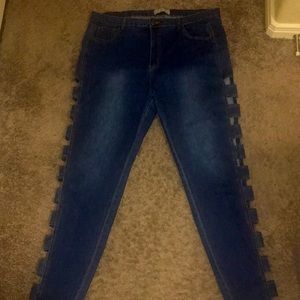 Jeans sized 3x cut out sides